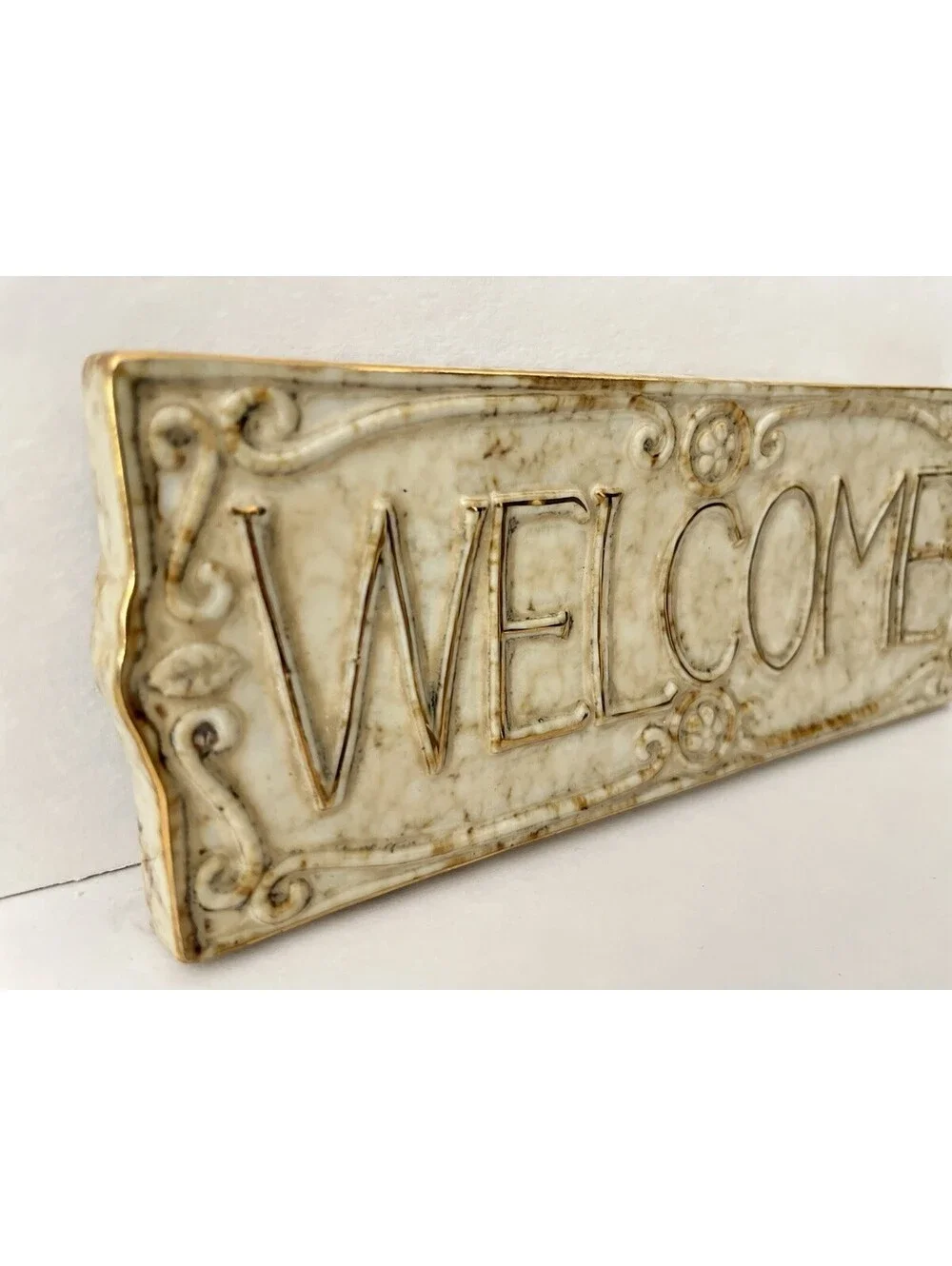 Welcome Ceramic Wall Hanging Plaque and Signs Home Entrance Door Decor Beige
